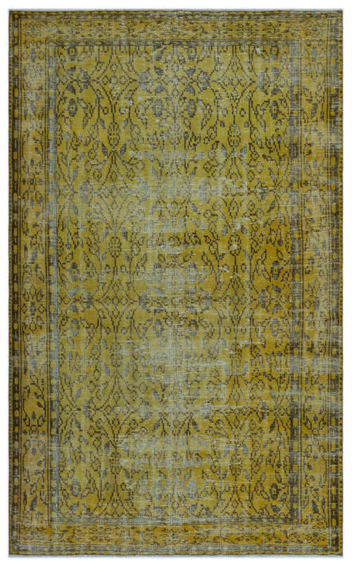 Atina Yellow Vintage Wool Handmade Area Rug 5'11" x 9'5"