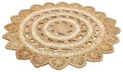 Round Jute Rug - Beige Modern Flatweave Carpet | Soft Texture, Easy Clean