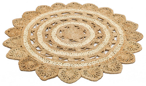 Round Jute Rug - Beige Modern Flatweave Carpet | Soft Texture, Easy Clean