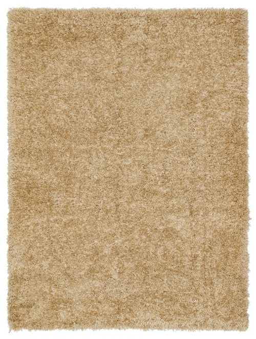 Shaggy Area Rug - Machine Made Brown Woven Carpet With Cotton Thread
