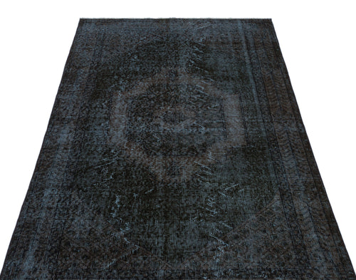Atina Black Vintage Wool Handmade Area Rug 3'10" x 6'9"
