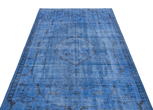 Atina Blue Vintage Wool Handmade Area Rug 4'6" x 8'4"