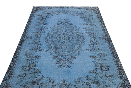 Atina Blue Vintage Wool Handmade Area Rug 4'10" x 9'1"