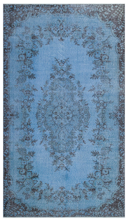 Atina Blue Vintage Wool Handmade Area Rug 4'10" x 9'1"