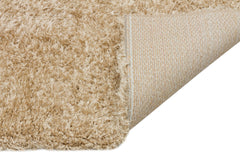 Shaggy Area Rug - Machine Made Brown Woven Carpet With Cotton Thread