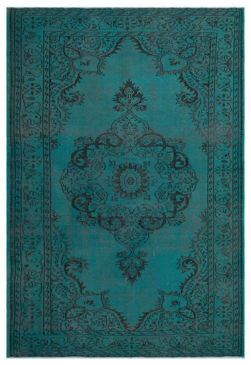 Atina Turquoise Vintage Wool Handmade Area Rug 5'10" x 8'7"