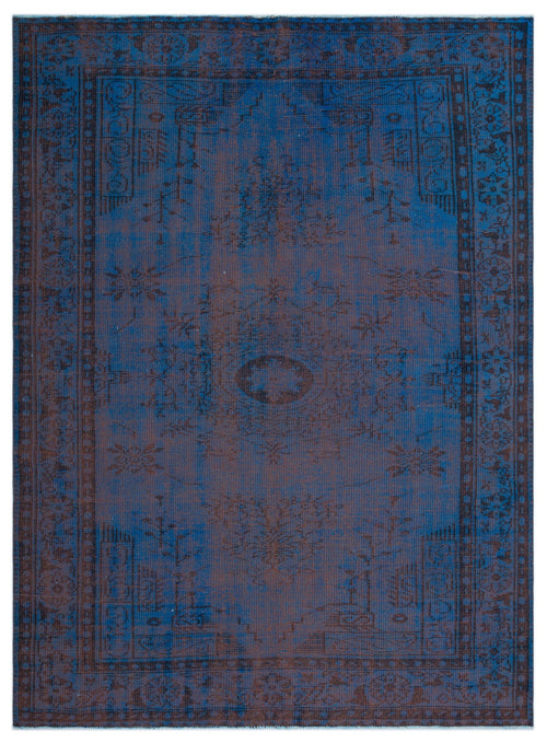 Atina Blue Vintage Wool Handmade Area Rug 6'1" x 9'1"