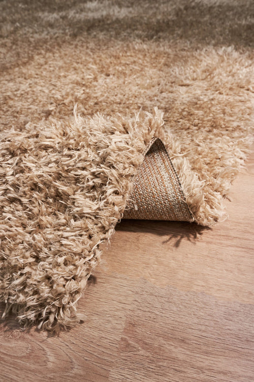 Shaggy Area Rug - Machine Made Brown Woven Carpet With Cotton Thread