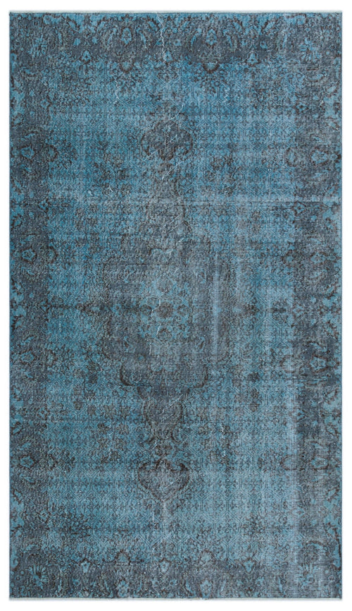 Atina Blue Vintage Wool Handmade Area Rug 4'11" x 8'7"