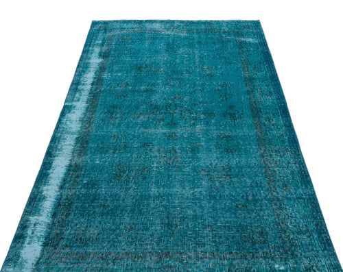 Atina Turquoise Vintage Wool Handmade Area Rug 3'10" x 7'3"
