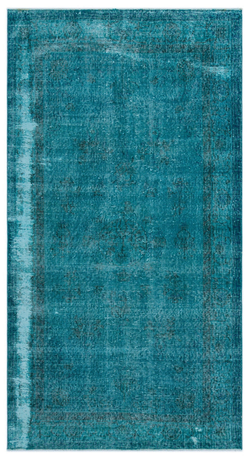 Atina Turquoise Vintage Wool Handmade Area Rug 3'10" x 7'3"