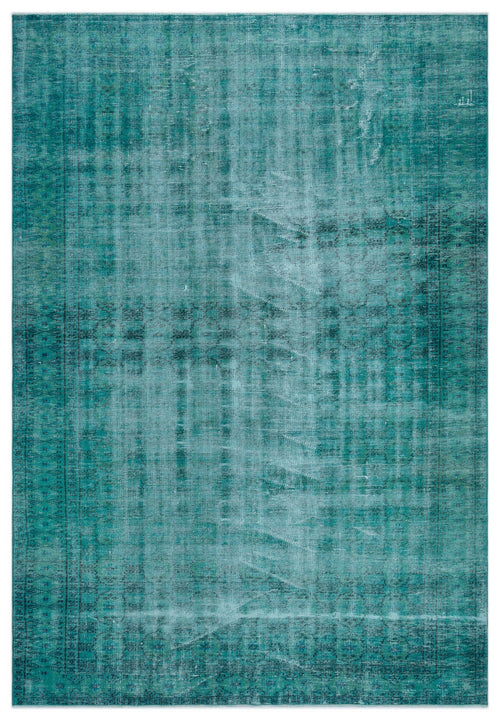 Atina Turquoise Vintage Wool Handmade Area Rug 6'7" x 9'3"