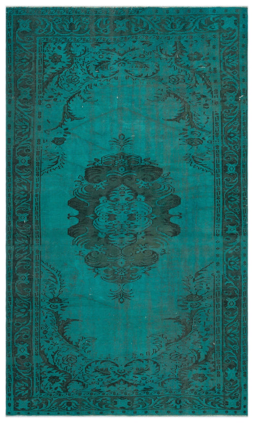 Atina Turquoise Vintage Wool Handmade Area Rug 5'5" x 9'4"