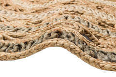 Beige Jute Rug – Round Geometric Hand Woven Natural Fiber Carpet, Soft Texture