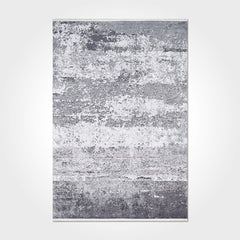 Modern Chenille Area Rug - Washable Non Slip Grey Polyester Cotton Carpet