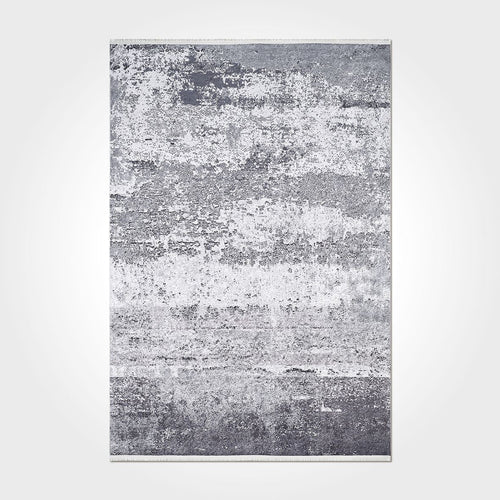 Modern Chenille Area Rug - Washable Non Slip Grey Polyester Cotton Carpet