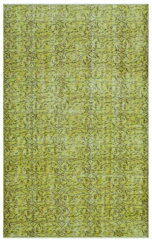 Atina Green Vintage Wool Handmade Area Rug 5'2" x 9'2"