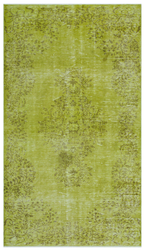 Atina Green Vintage Wool Handmade Area Rug 5'5" x 8'6"