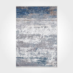 Modern Chenille Area Rug – Washable Non Slip Blue Cotton Polyester Carpet