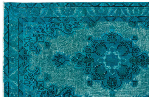 Purplea Turquoise Vintage Wool Handmade Area Rug 3'10" x 6'11"