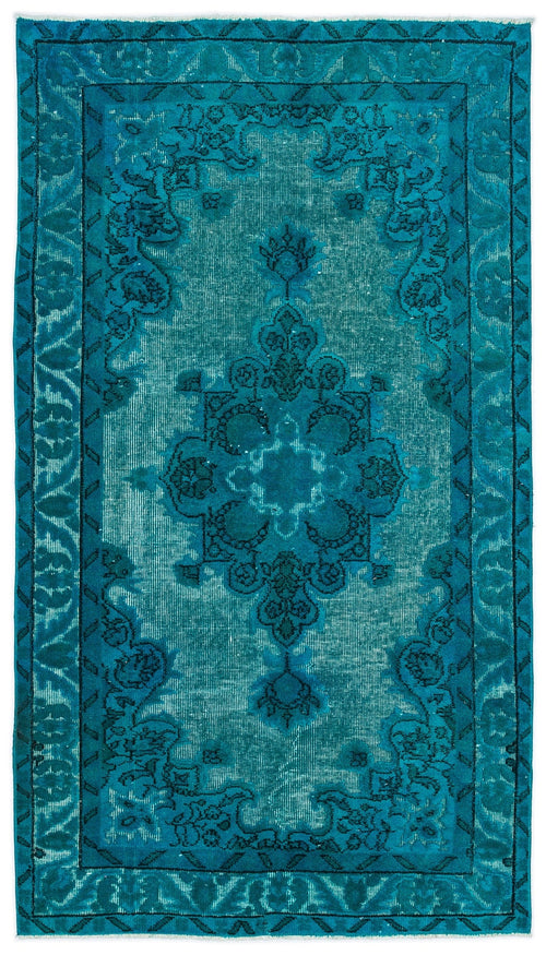 Purplea Turquoise Vintage Wool Handmade Area Rug 3'10" x 6'11"