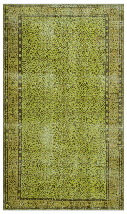 Atina Green Vintage Wool Handmade Area Rug 5'4" x 9'1"