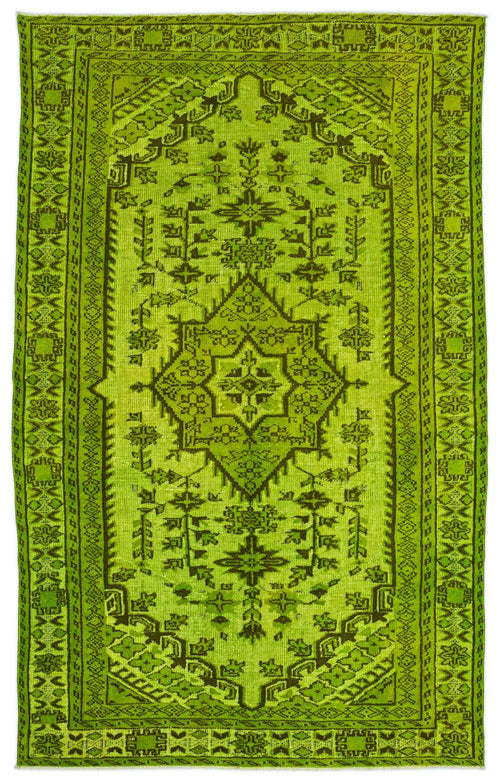 Purplea Green Vintage Wool Handmade Area Rug 5'10" x 9'6"