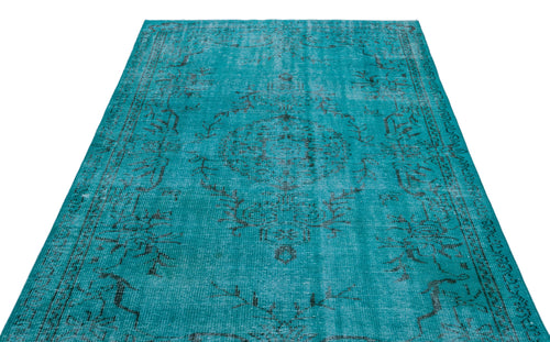 Atina Turquoise Vintage Wool Handmade Area Rug 4'6" x 10'2"