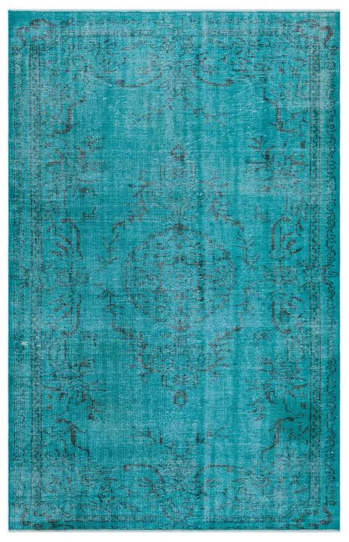 Atina Turquoise Vintage Wool Handmade Area Rug 4'6" x 10'2"