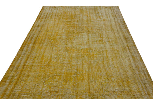 Atina Yellow Vintage Wool Handmade Area Rug 6'4" x 9'2"