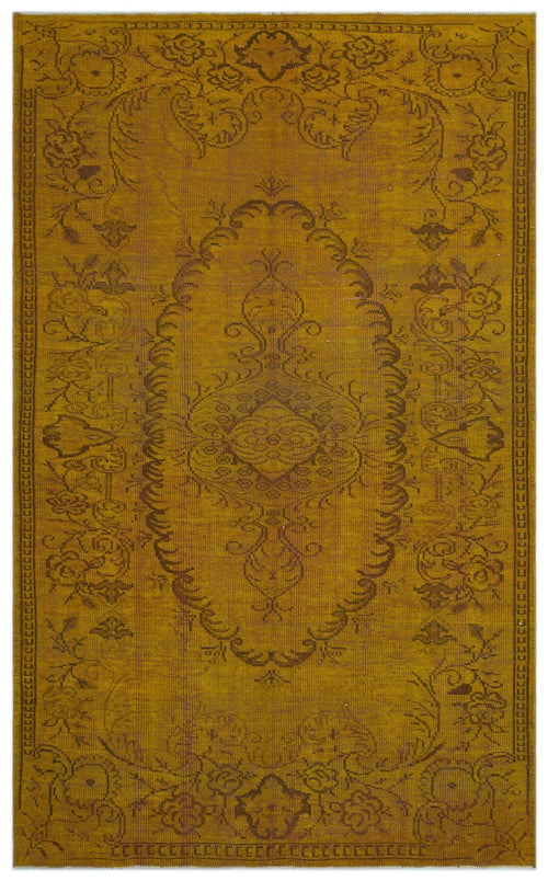 Atina Yellow Vintage Wool Handmade Area Rug 5'11" x 9'7"