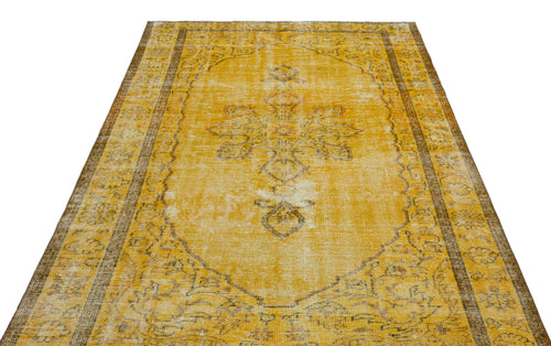 Atina Yellow Vintage Wool Handmade Area Rug 5'7" x 8'8"