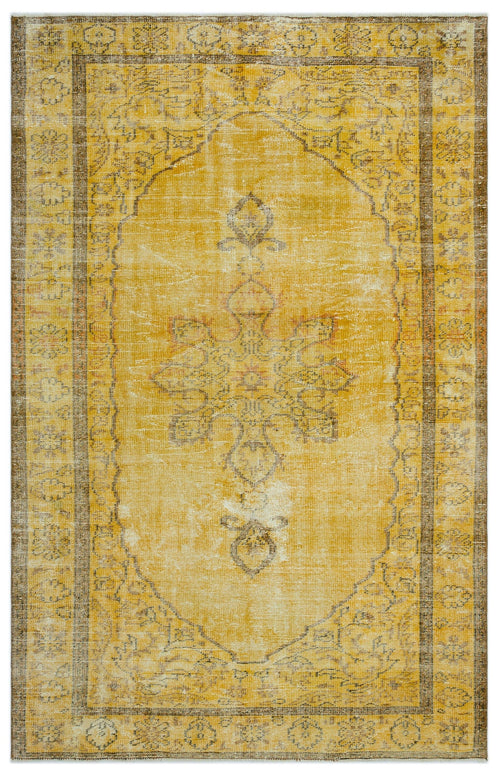 Atina Yellow Vintage Wool Handmade Area Rug 5'7" x 8'8"