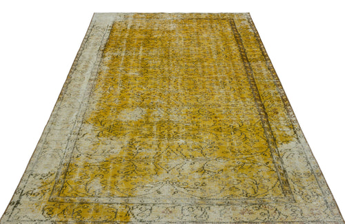 Atina Yellow Vintage Wool Handmade Area Rug 5'3" x 8'10"