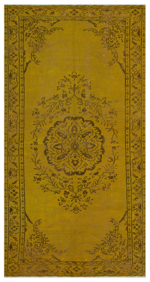 Atina Yellow Vintage Wool Handmade Area Rug 5'2" x 8'9"