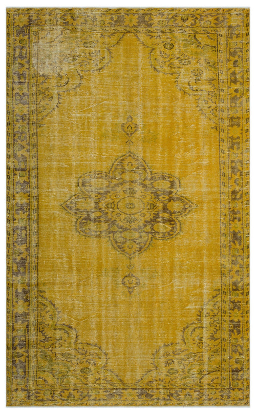 Atina Yellow Vintage Wool Handmade Area Rug 5'9" x 9'4"