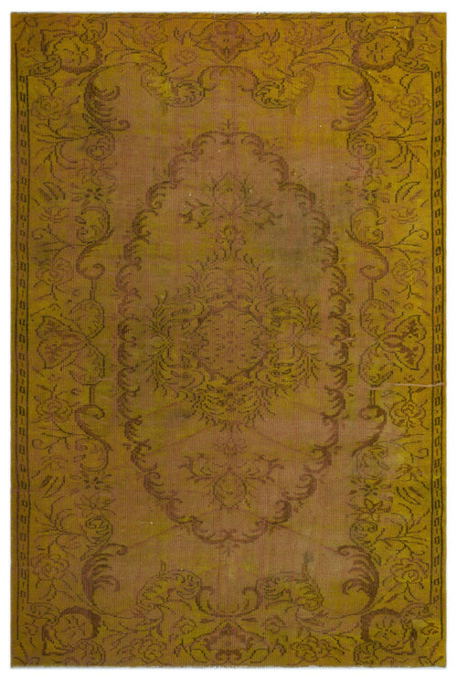 Atina Yellow Vintage Wool Handmade Area Rug 5'10" x 9'1"