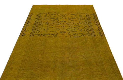 Atina Yellow Vintage Wool Handmade Area Rug 5'3" x 8'0"