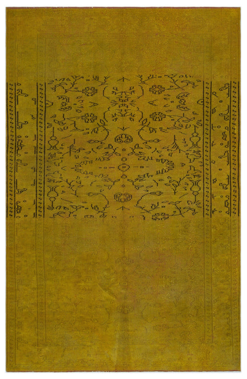 Atina Yellow Vintage Wool Handmade Area Rug 5'3" x 8'0"