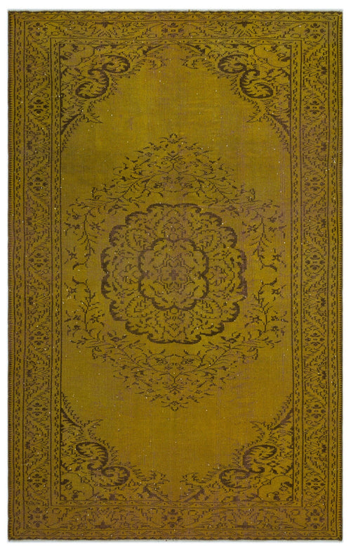 Atina Yellow Vintage Wool Handmade Area Rug 5'9" x 9'3"