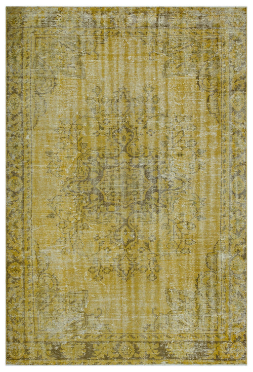 Atina Yellow Vintage Wool Handmade Area Rug 6'0" x 9'5"