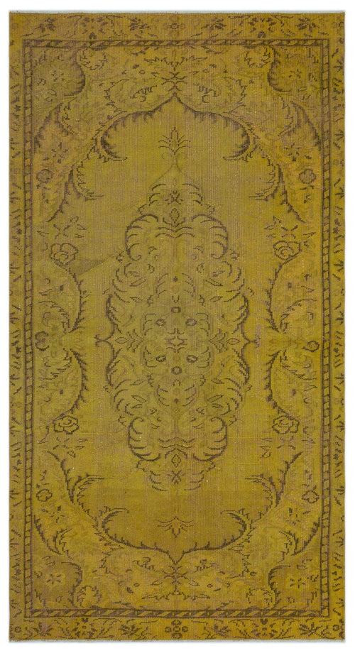 Atina Yellow Vintage Wool Handmade Area Rug 5'3" x 9'3"