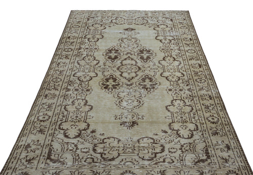 Atina Beige Vintage Wool Handmade Area Rug 5'1" x 8'11"