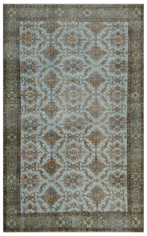 Atina Green Vintage Wool Handmade Area Rug 5'8" x 9'2"