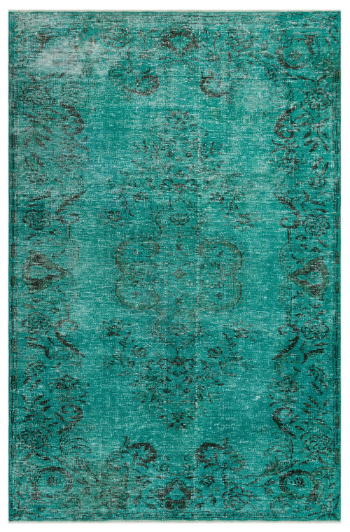 Atina Turquoise Vintage Wool Handmade Area Rug 5'8" x 8'10"