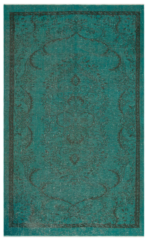 Atina Green Vintage Wool Handmade Area Rug 5'3" x 8'7"