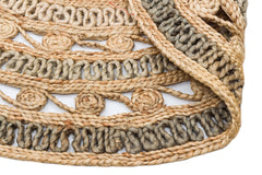 Beige Jute Rug – Round Geometric Hand Woven Natural Fiber Carpet, Soft Texture