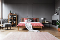 Pink Striped Area Rug - Machine Made Washable Non Slip Flatweave Carpet