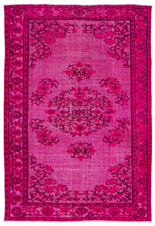 Purplea Pink Vintage Wool Handmade Area Rug 5'11" x 8'9"
