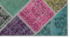 Iskece 24625 Beige Patchwork Wool Handmade Area Rug 2'7" x 4'11"